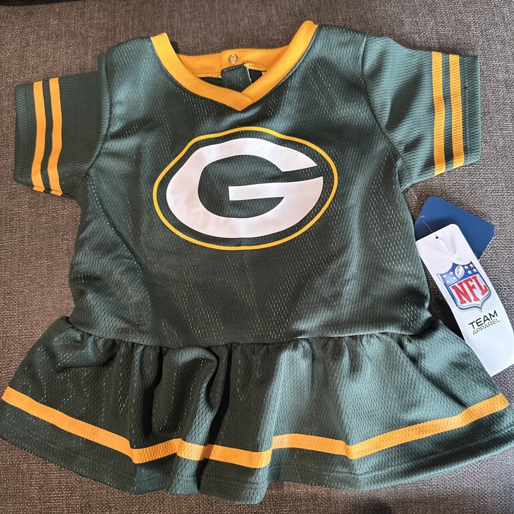NWT Green Bay Packers Cheerleader Dress NFL Cheer Baby Toddler Size 6-12M